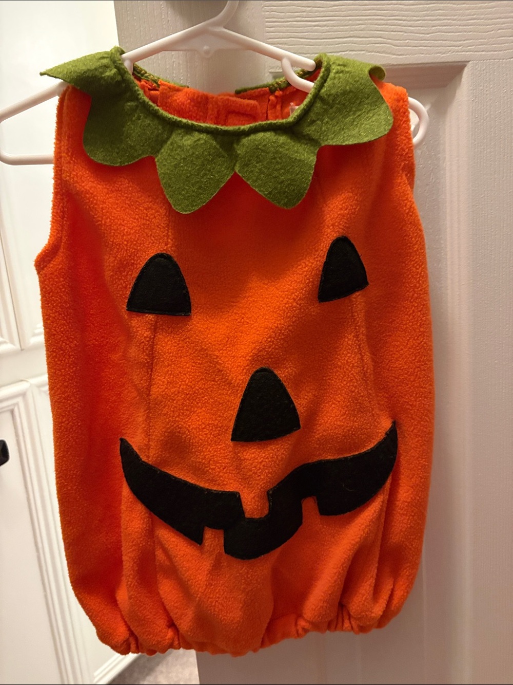 PB Kids Orange Pumpkin Kids Costume with Green Leaf Collar